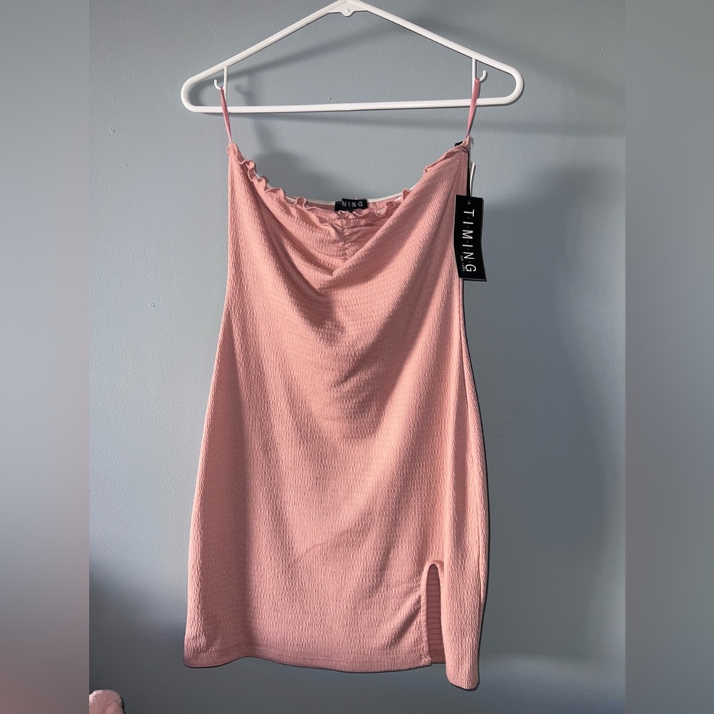 Pink Strapless Mini Dress